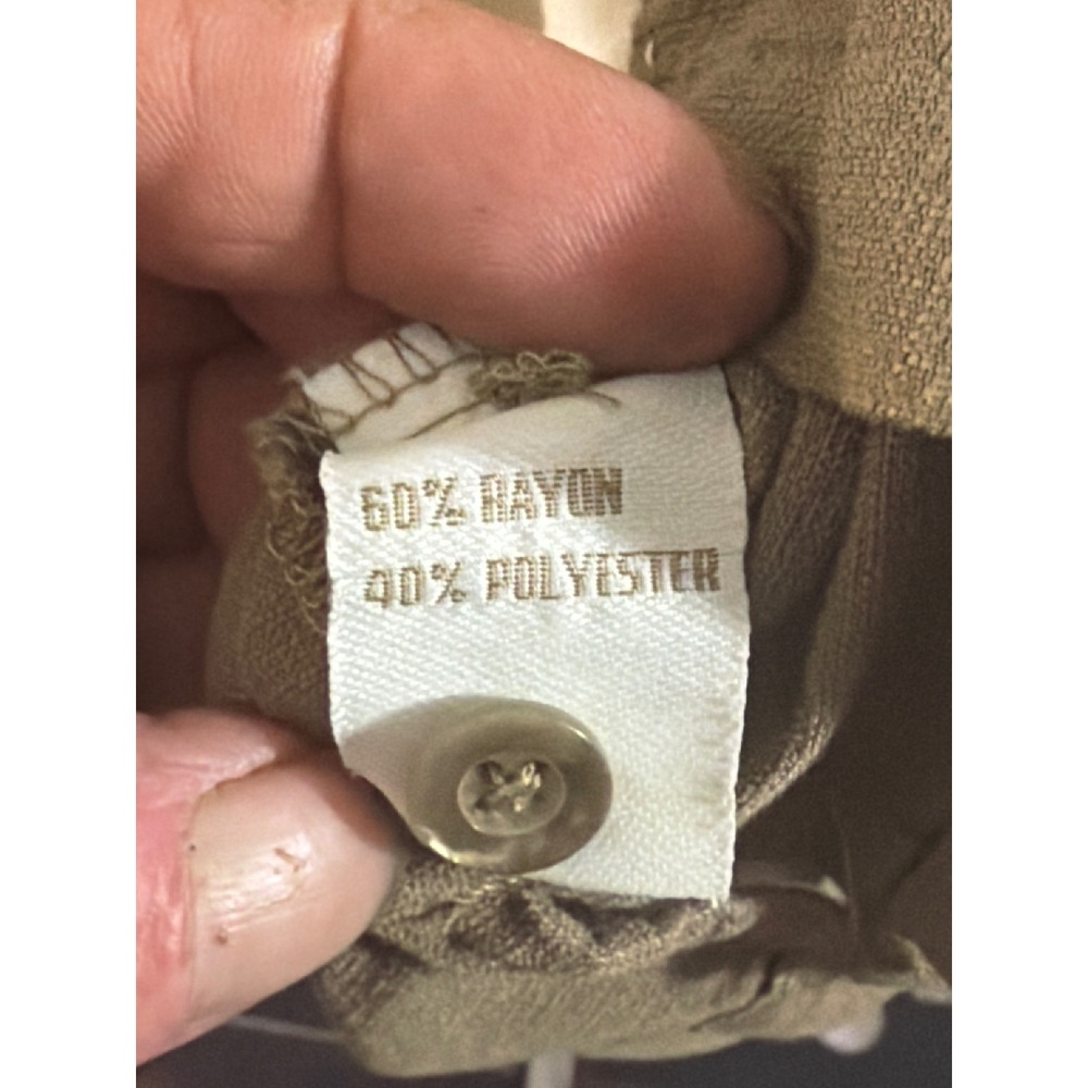 Milano Bay Mens XL Bowling Shirt Olive Green Cream Vertical Stripe Rayon Blend - Picture 6 of 8